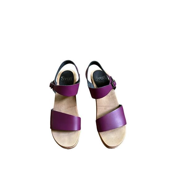 Sven plum wooden clog sandals sz 37 (6.5-7) - Picture 4 of 12